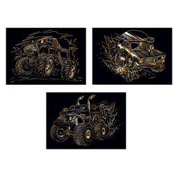 Hobbius GHPM-01 Набор для творчества Гравюра мини 10 x 15 см 1 х 3 шт Гонки (золото)