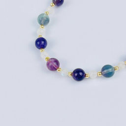 Браслет (Сахасрара) регулируемый из Флюорита, Аметиста и Лунного камня - Радуга самоцветов фото 4