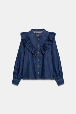 Z1975 DENIM SHIRT WITH RUFFLES - Zara фото 6