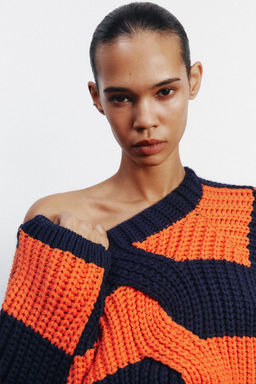 KNIT OVERSIZED SWEATER WITH STRIPES - Zara фото 3