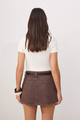 Koyu Mavi Kemer Detayl? Arkas? Etek Gorunumlu Denim Sort Etek TWOAW26SR00020 - Trendyolmilla фото 17