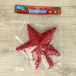 Цена за 2 шт. Звезда на ёлку (верхушка) пушистый блеск, 18.520 см, красный - Зимнее волшебство фото 2