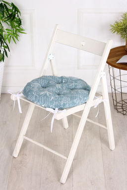 Подушка на стул 40х40см Bio-Line круглая с 4 завязками, 4 точки рогожка. PRKR4