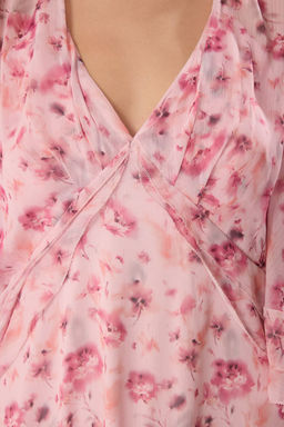 TRENDYOLMILLA Cok Renkli A-Kesim F?rf?rl? Astarl? Sifon Dokuma K?sa S?k Elbise TPRSS25EL00220  фото 3