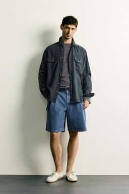 CAMISA RELAXED FIT 100% LINO / Marino