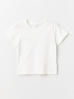 Bisiklet Yaka Bask?l? K?sa Kollu K?z ?ocuk Ti??rt ve ?ort - Waikiki фото 2