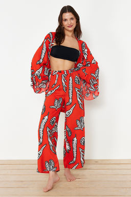 TRENDYOLMILLA Cicek Desenli Dokuma Plaj Pantolon TBESS24PL00021 фото 7