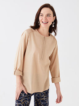 Ka??k Yaka Nak??l? Uzun Kollu Kad?n Bluz