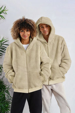 TRENDYOL MAN Bej Regular/Normal Kesim Full Fermuar Cepli Polar Kal?n Sweatshirt-H?rka TMNAW24SW00109 - Trendyolmilla фото 8