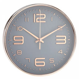 Часы настенные Элизиум д19,4см, h4см, мягкий ход, циферблат графит; цифры арабские, розовое золото; корпус пластик, золотой; в коробке (Китай)