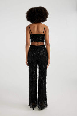 Стандартные черные брюки с пайетками Flayer с нормальной талией - Defacto фото 5