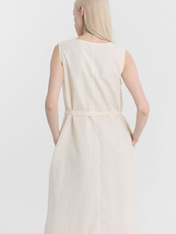 Свободный сарафан из премиального льна и хлопка в расцветке суровый - Mark formelle фото 6