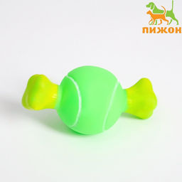 Игрушка пищащая Теннисная кость для собак, 10 x 5 см, зелёная