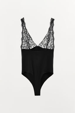 BODY COMBINADO CON POLIAMIDA ENCAJE / Negro