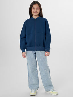 Толстовка для девочек синяя на молнии