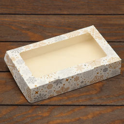 Цена за 20 шт. Коробка новогодняя складная Снежинка, 20?12?4 см с окном - UPAK LAND фото 2