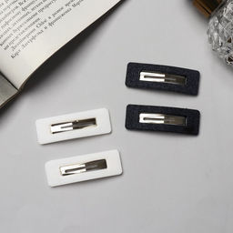 Цена за 6 шт. Невидимки для волос «Флоренс», набор 4 шт., геометрия, 5 см, чёрно-белые