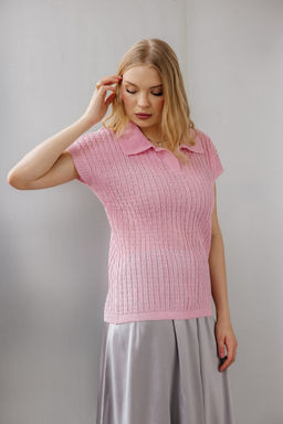 Джемпер из льна 4-336 розовый