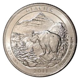 25 центов 2011 года P №7 Национальный парк Глейшер