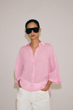 CAMISA MANGA CORTA ZW COLLECTION / Rosa - Zara фото 4