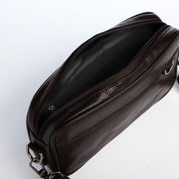 Сумка-клатч мужская на молнии с ручкой, наружный карман, 23×5×15 см, коричневая