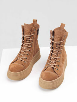 Ботинки 215.warmbr. светло коричневые замша/Байка