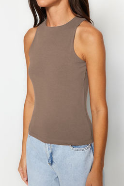 Vizon Pamuklu Halter Yaka Fitted/Vucuda Oturan Esnek Orme Atlet TWOSS23AL00069