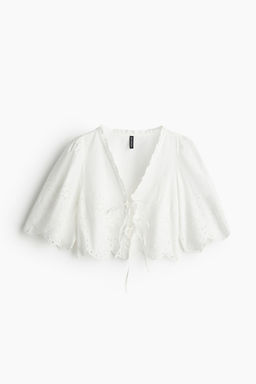 Blusa cropped con bordado ingles - H&m фото 4
