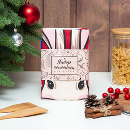 Набор кухонных полотенец Доляна Bunny & Santa 35х60 см - 2 шт., 100% хл