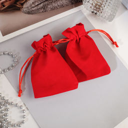 Цена за 50 шт. Мешочек бархатный Классика 9 х 12, цвет красный