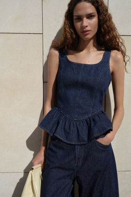 Top denim con peplum - H&m фото 2