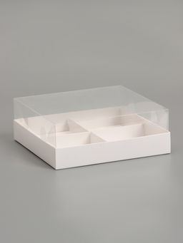 Цена за 2 шт. Коробка для муссовых пирожных, 4 штуки, 17×17×6 Белый