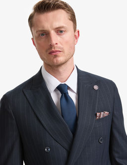 Lacivert Extra Slim Fit _izgili Kruvaze Tak_m Elbise