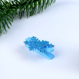 Цена за 2 шт. Прищепки для декора «Снежинки» голубые, 6 шт.