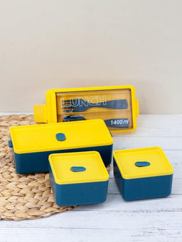 Ланчбокс "Big life", yellow-blue (ложка+вилка), 1400 мл