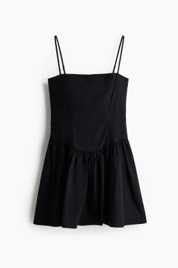 Vestido acampanado de algod?n con tirantes finos