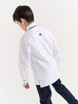 Рубашка свободного кроя Белая для мальчика 7+ - Bungly фото 7