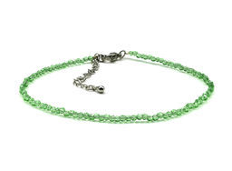 Браслет на ногу из циркона шарик граненый 2мм цв.зеленый, 21см