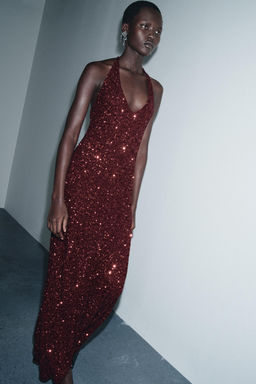 V-NECK SEQUIN DRESS - Zara фото 4