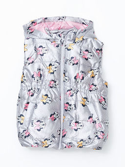 Kap??onlu Minnie Mouse Bask?l? K?z Bebek ?i?me Yelek