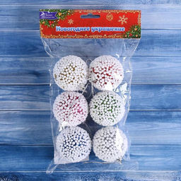 Цена за 2 шт. Ёлочные игрушки Снежок, шары новогодние, набор d=4.5 см, 6 шт., МИКС - Зимнее волшебство фото 2