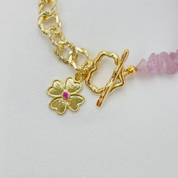 Браслет из Кунцита с цепочкой 16 см