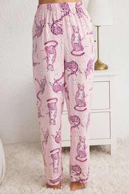 Trendyolmilla Pembe Hayvan Desenli Biyeli Viskon Dokuma Pijama Tak?m? THMSS25PT00022  фото 9