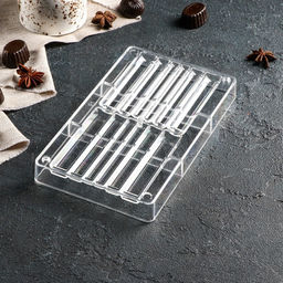 Цена за 2 шт. Форма для шоколада Стикс, 20?12?2.5 см, 12 ячеек 9?1.5/1/0.8 см, прозрачная - Simaland фото 2
