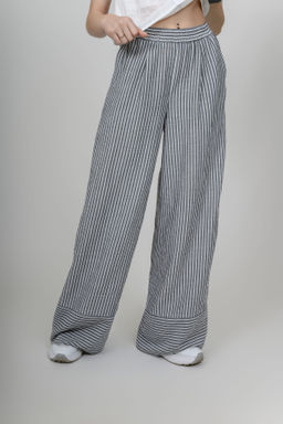 Брюки-палаццо из мягкой вискозы с эффектом крэш - Новый лен фото 2