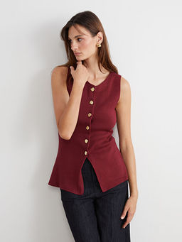 Bisiklet Yaka Kad?n Triko Yelek