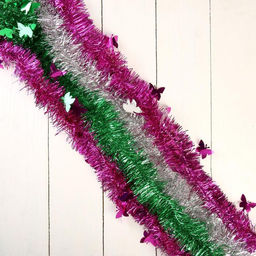 Цена за 10 шт. Мишура Бабочки d-6 см, 200 см, микс - Зимнее волшебство фото 2