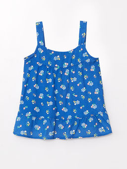 Kare Yaka Ask?l? ?i?ekli K?z Bebek Bluz