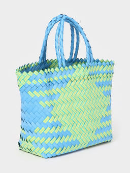 Сумка плетёная, 30×10×33 см, пластик, голубая