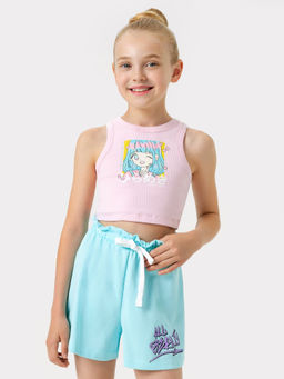 Шорты бирюзовые с принтом граффити для девочек - Mark formelle фото 2